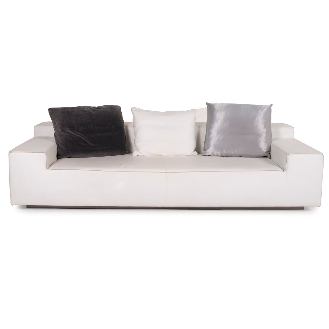 Who's Perfect Leather Sofa White Three Seater