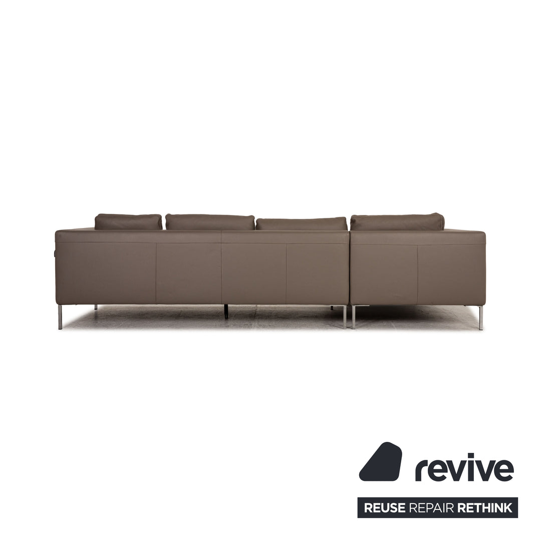 Who's Perfect Luca Leather Corner Sofa Gray Sofa Couch