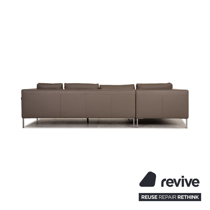 Who's Perfect Luca Leather Corner Sofa Gray Sofa Couch