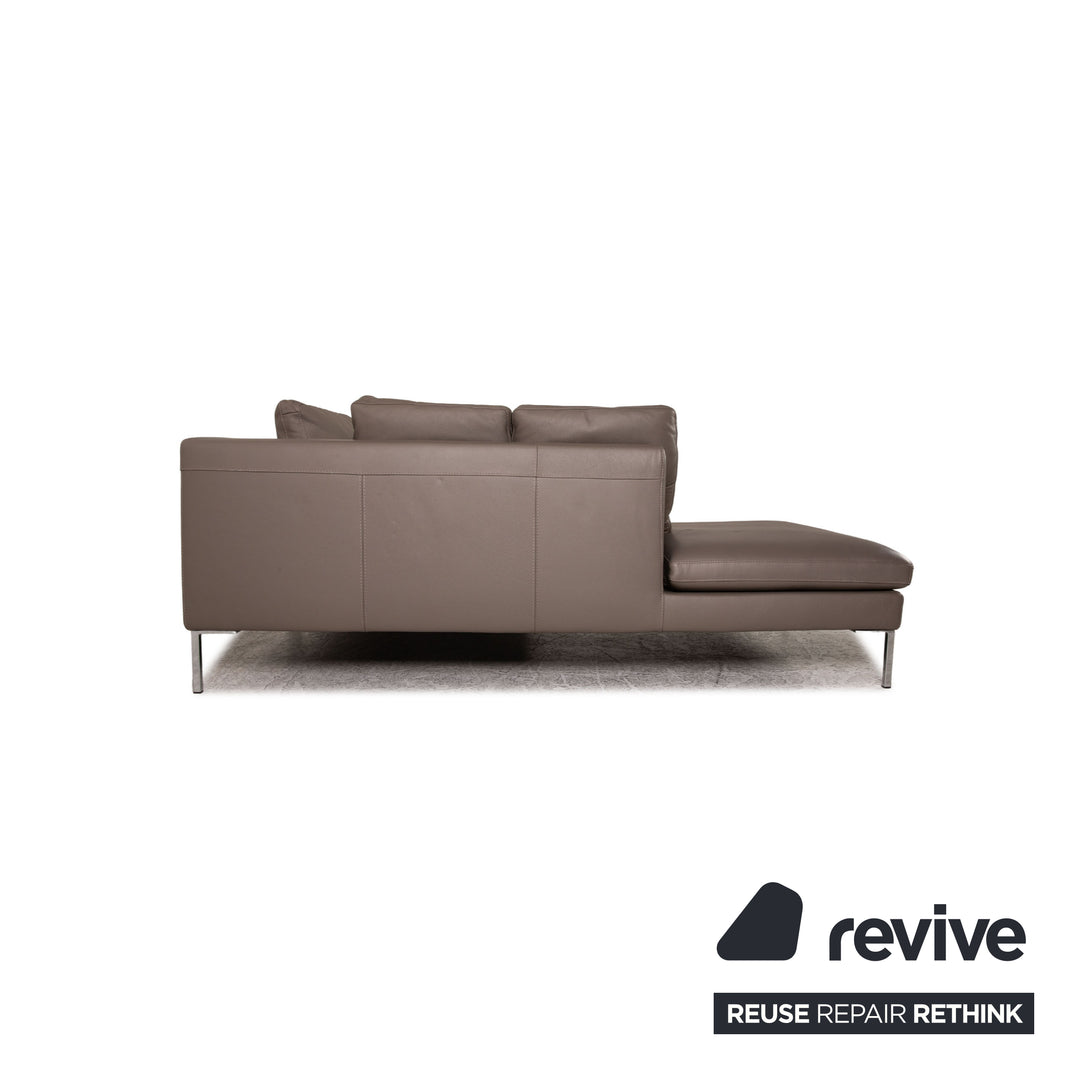 Who's Perfect Luca Leather Corner Sofa Gray Sofa Couch