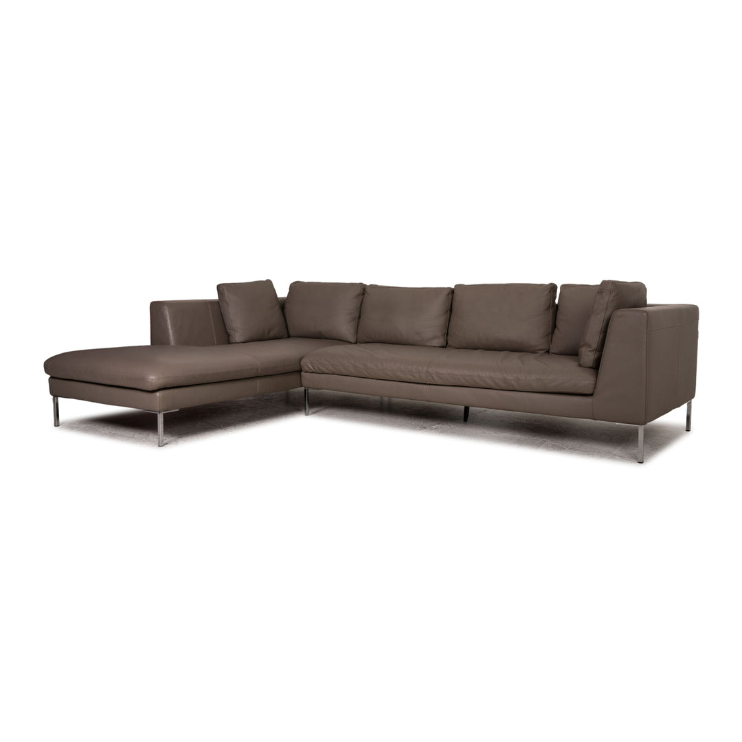 Who's Perfect Luca Leather Corner Sofa Gray Sofa Couch