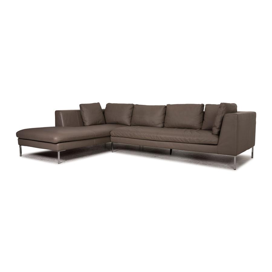 Who's Perfect Luca Leather Corner Sofa Gray Sofa Couch
