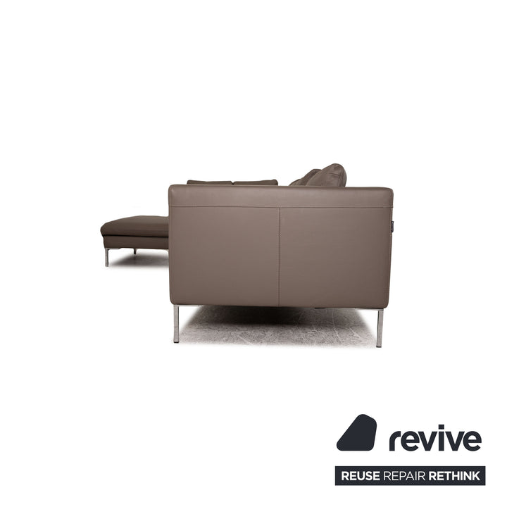 Who's Perfect Luca Leather Corner Sofa Gray Sofa Couch