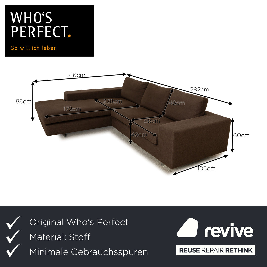 Who's Perfect Luca Fabric Corner Sofa Brown Gray Sofa Couch
