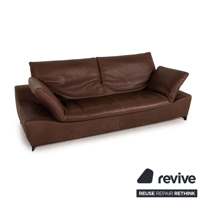 Who's Perfect Minnesota Leder Sofa Garnitur Braun 1xDreisitzer 1xHocker Funktion