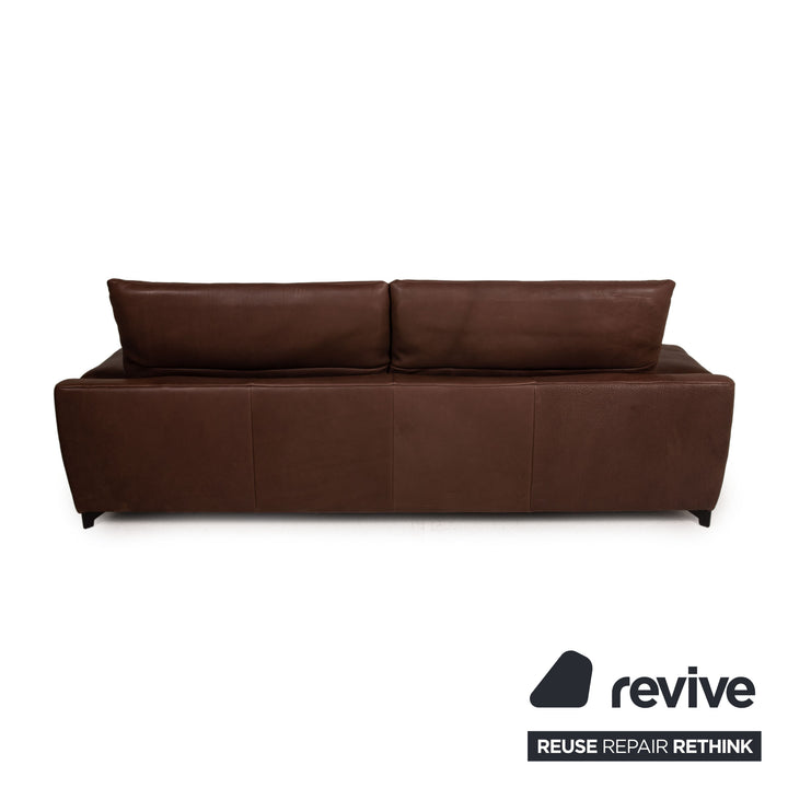 Who's Perfect Minnesota Leder Sofa Garnitur Braun 1xDreisitzer 1xHocker Funktion