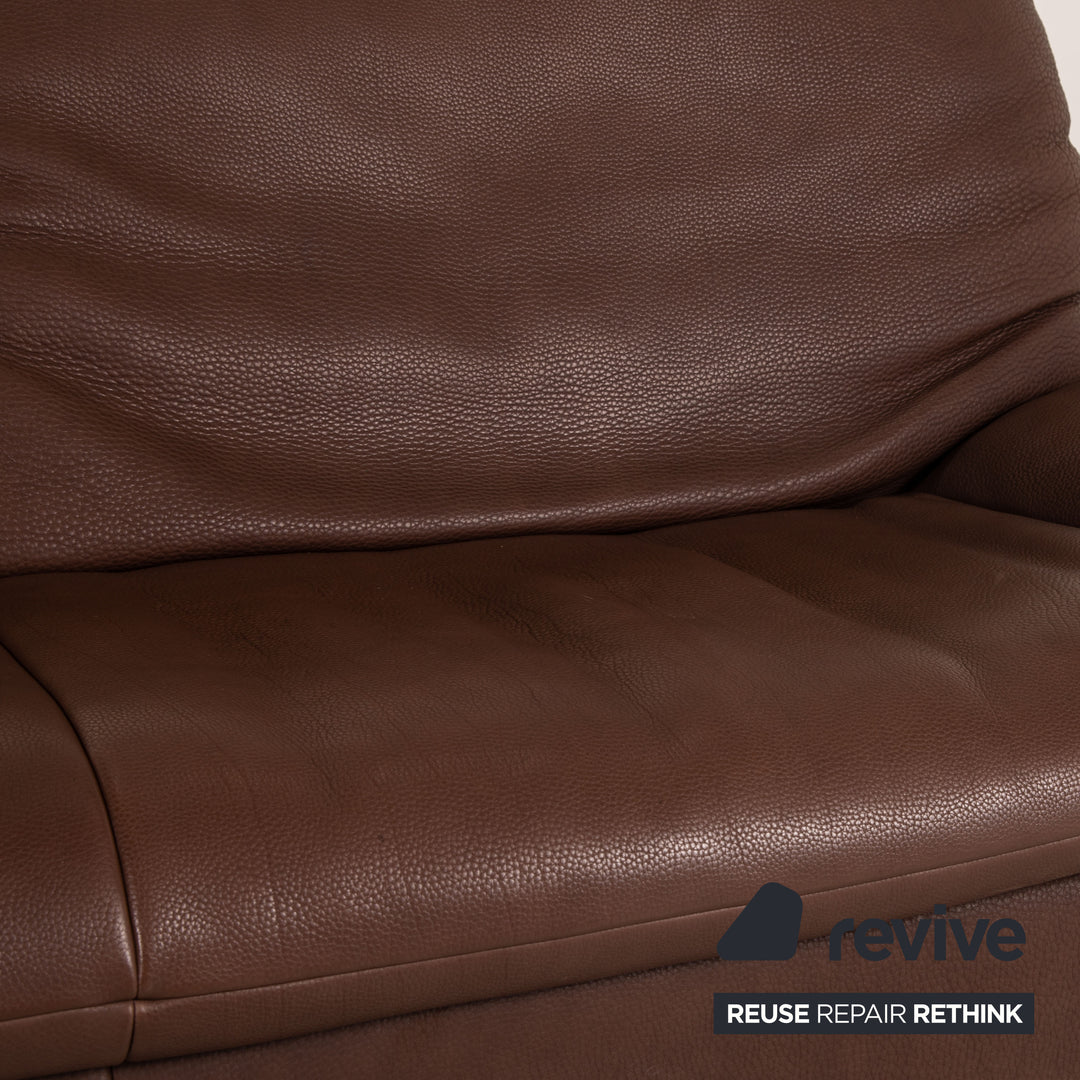 Who's Perfect Minnesota Leder Sofa Garnitur Braun 1xDreisitzer 1xHocker Funktion