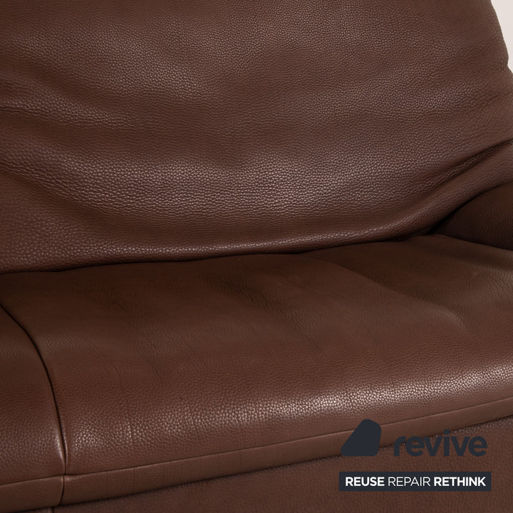 Who's Perfect Minnesota Leder Sofa Garnitur Braun 1xDreisitzer 1xHocker Funktion