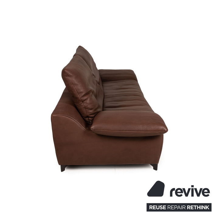 Who's Perfect Minnesota Leder Sofa Garnitur Braun 1xDreisitzer 1xHocker Funktion