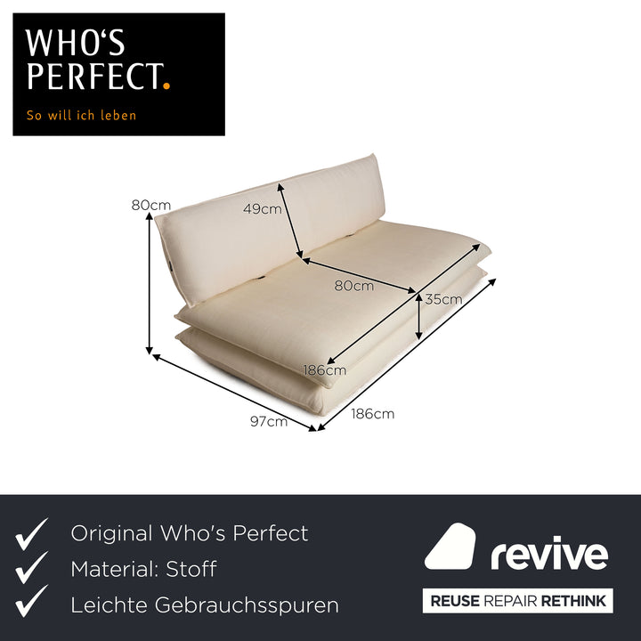 Who's Perfect Fabric Three Seater Cream