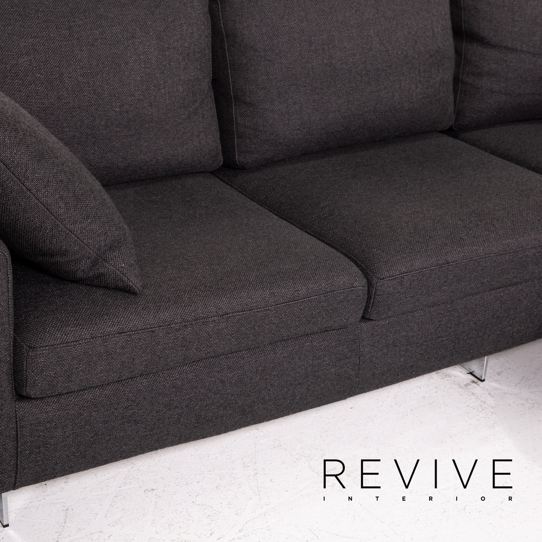 Who's Perfect Fabric Corner Sofa Anthracite Gray Sofa Couch #14516