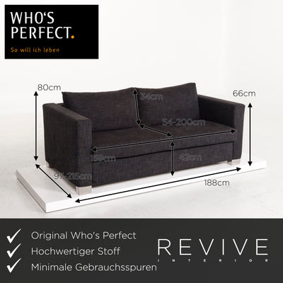 Who's Perfect Stoff Sofa Anthrazit Grau Schlafsofa Schlaffunktion Funktion Zweisitzer Couch #12704