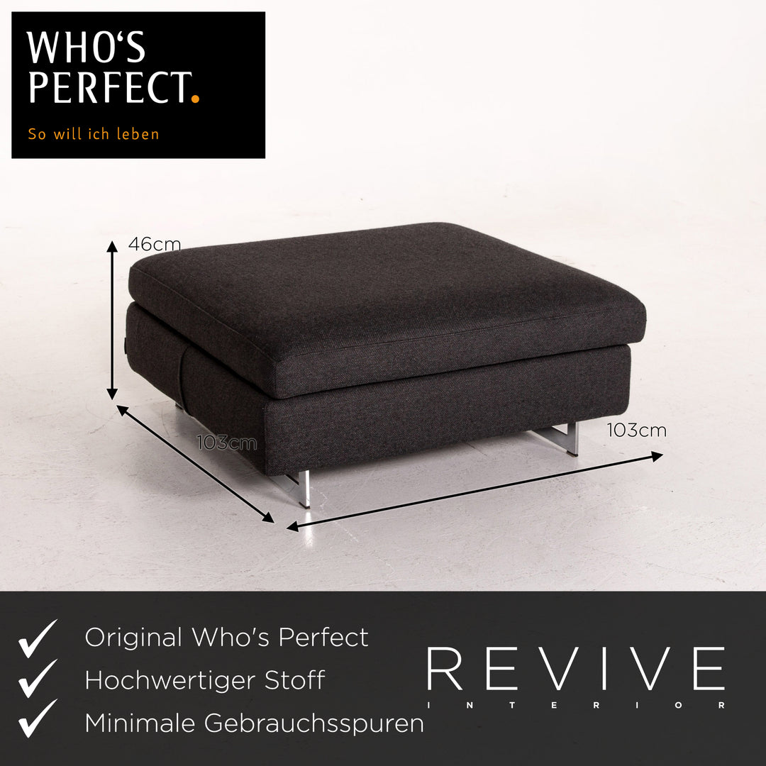 Who's Perfect fabric sofa set anthracite gray 1x corner sofa 1x stool #14835