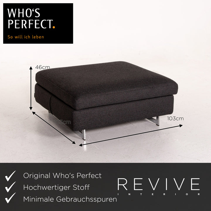 Who's Perfect fabric sofa set anthracite gray 1x corner sofa 1x stool #14835