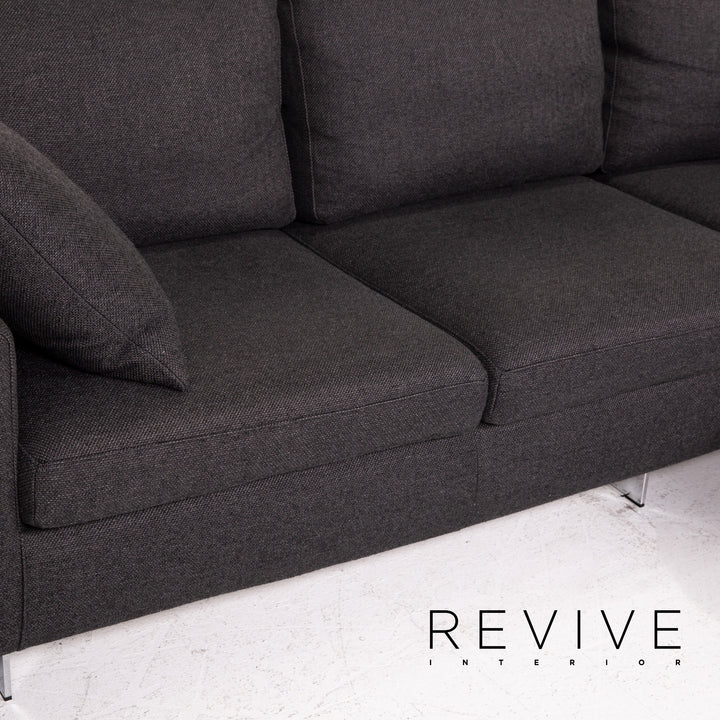 Who's Perfect fabric sofa set anthracite gray 1x corner sofa 1x stool #14835