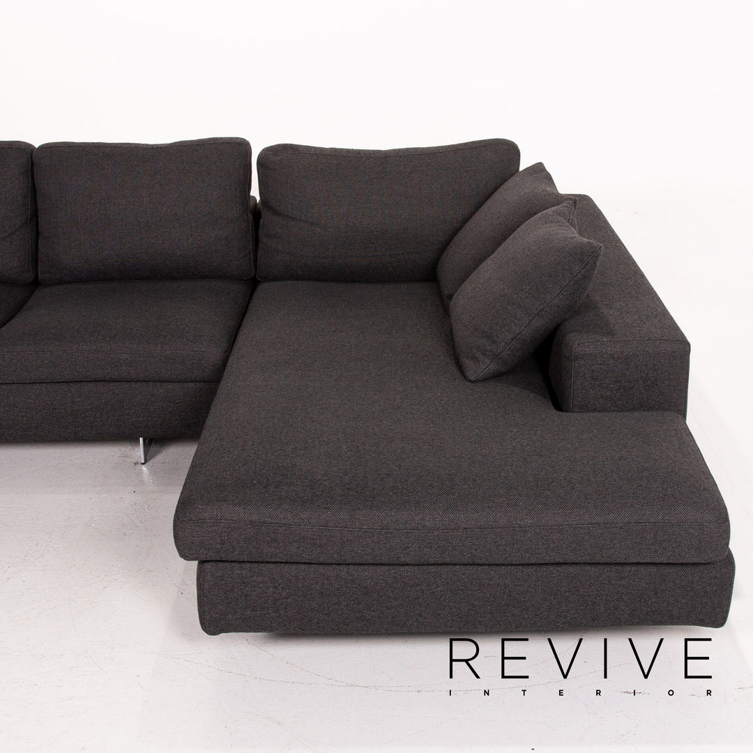 Who's Perfect fabric sofa set anthracite gray 1x corner sofa 1x stool #14835