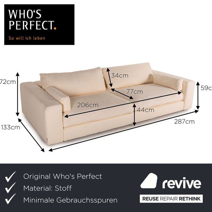 Who's Perfect Summer Stoff Sofa Creme Viersitzer Couch