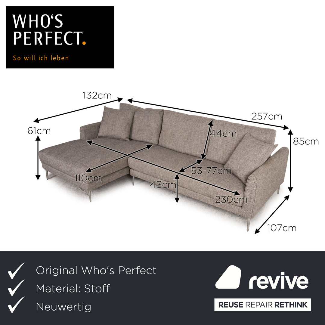 Who's Perfect Vega Stoff Ecksofa Grau Sofa Couch Funktion
