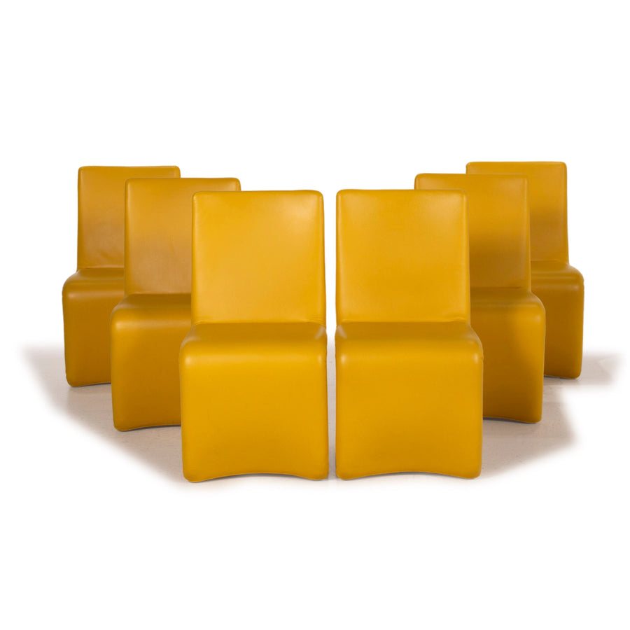 Who's Perfect Venere Leather Chair Set Yellow Set #15313