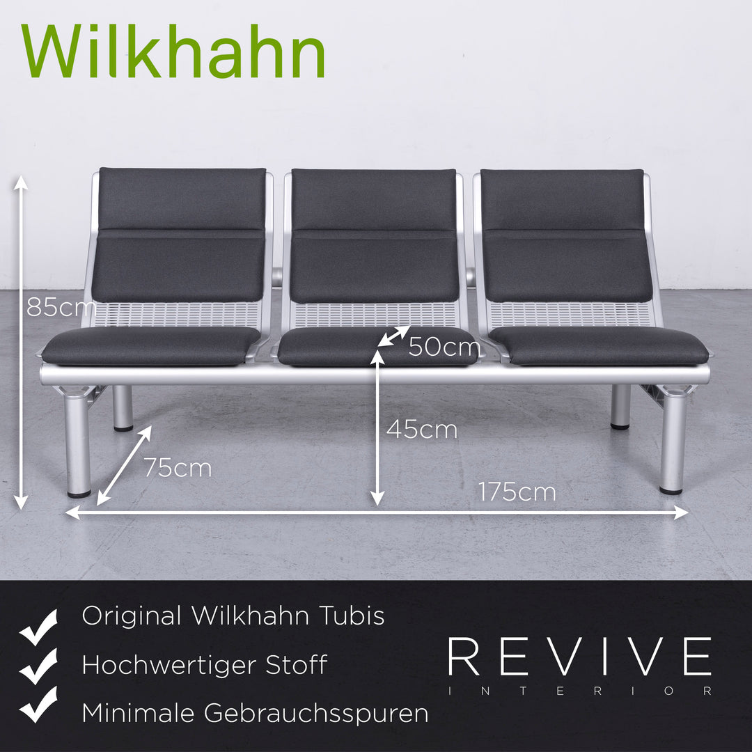 Wilkhahn Tubis fabric sofa anthracite three-seater bench #6698
