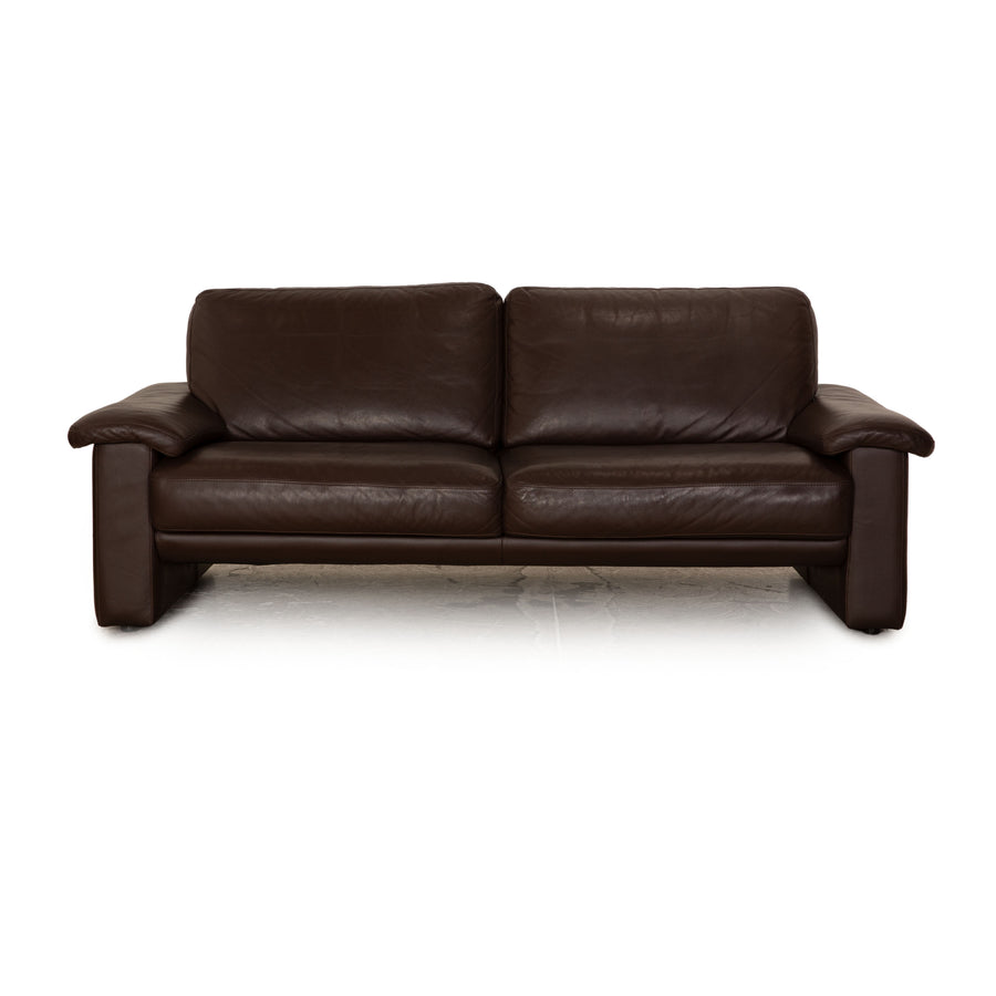 Willi Schilig Leather Three-Seater Brown Sofa Couch