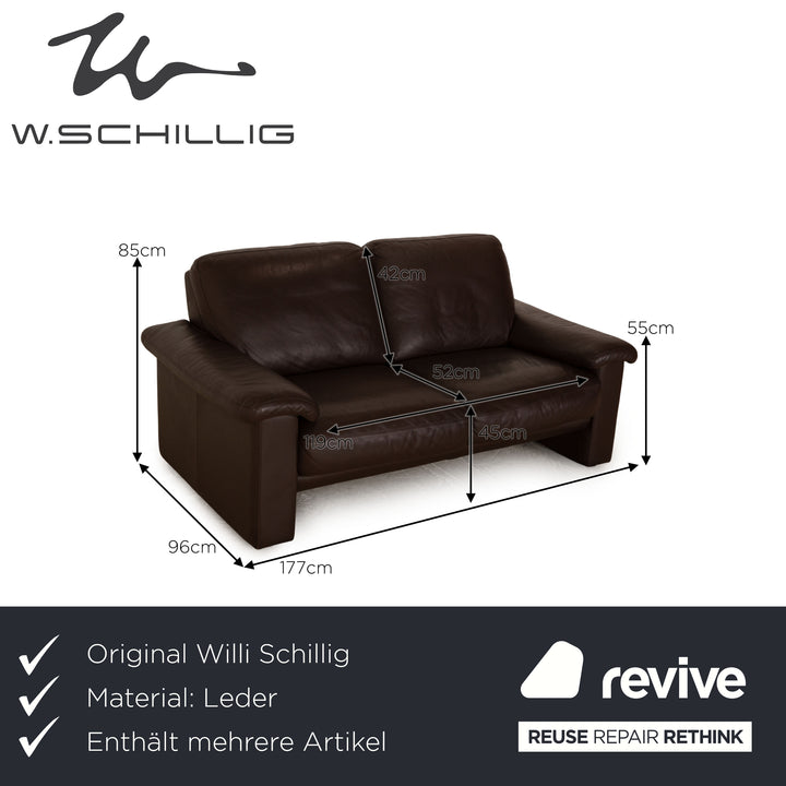 Willi Schilig Leder Sofa Garnitur Braun Dreisitzer Zweisitzer