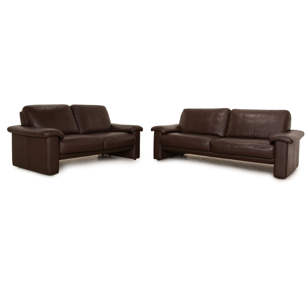 Willi Schilig Leder Sofa Garnitur Braun Dreisitzer Zweisitzer