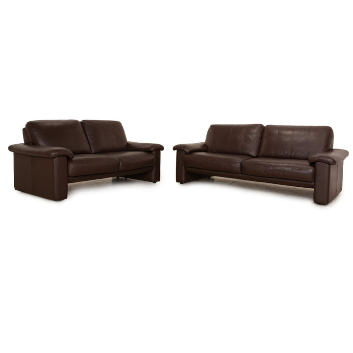 Willi Schilig Leder Sofa Garnitur Braun Dreisitzer Zweisitzer