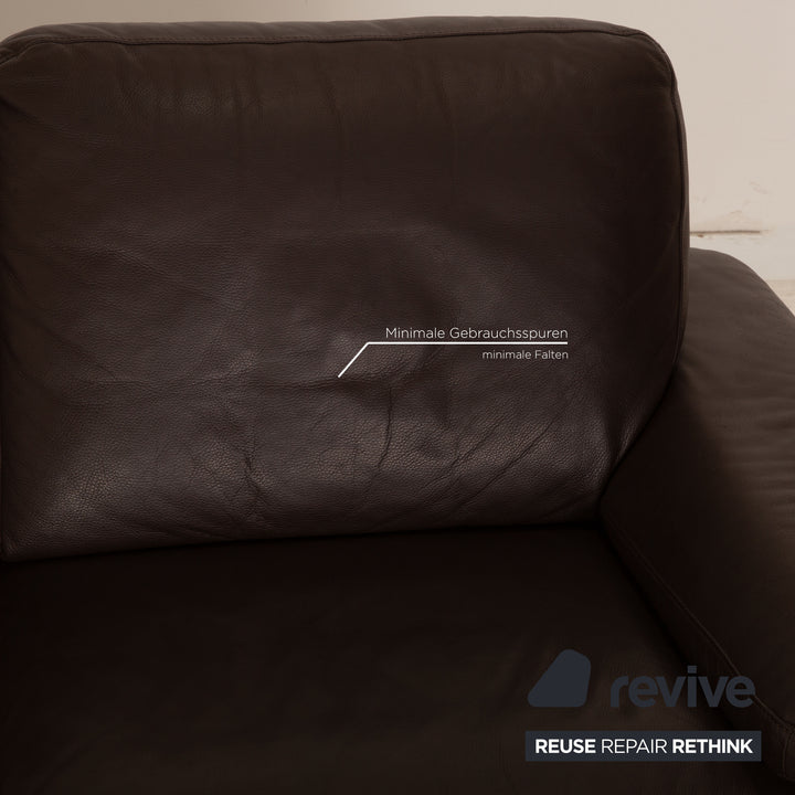 Willi Schilig Leder Sofa Garnitur Braun Dreisitzer Zweisitzer