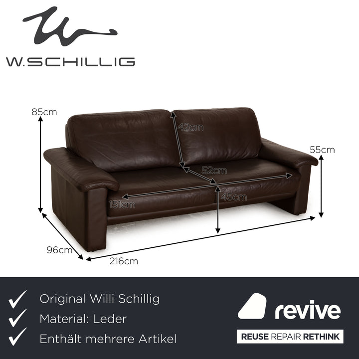 Willi Schilig Leder Sofa Garnitur Braun Dreisitzer Zweisitzer