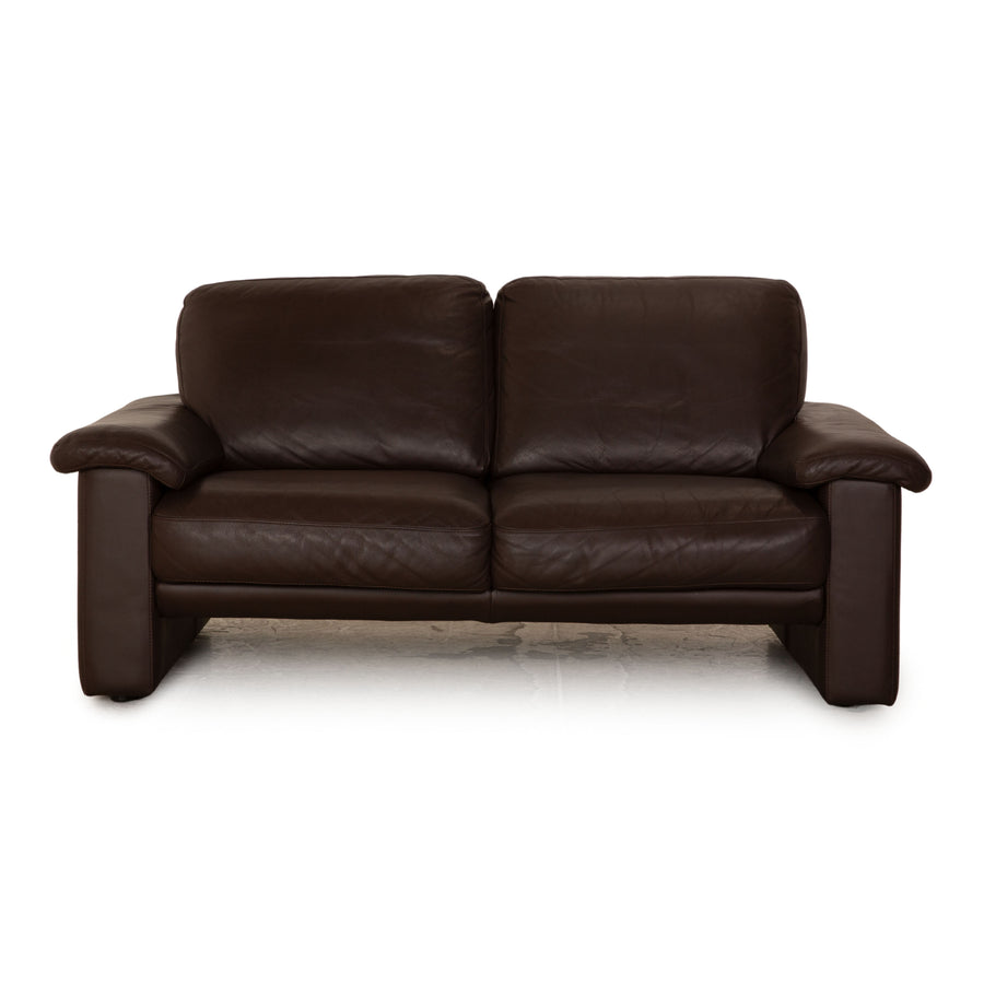 Willi Schilig Leather Two-Seater Brown Sofa Couch