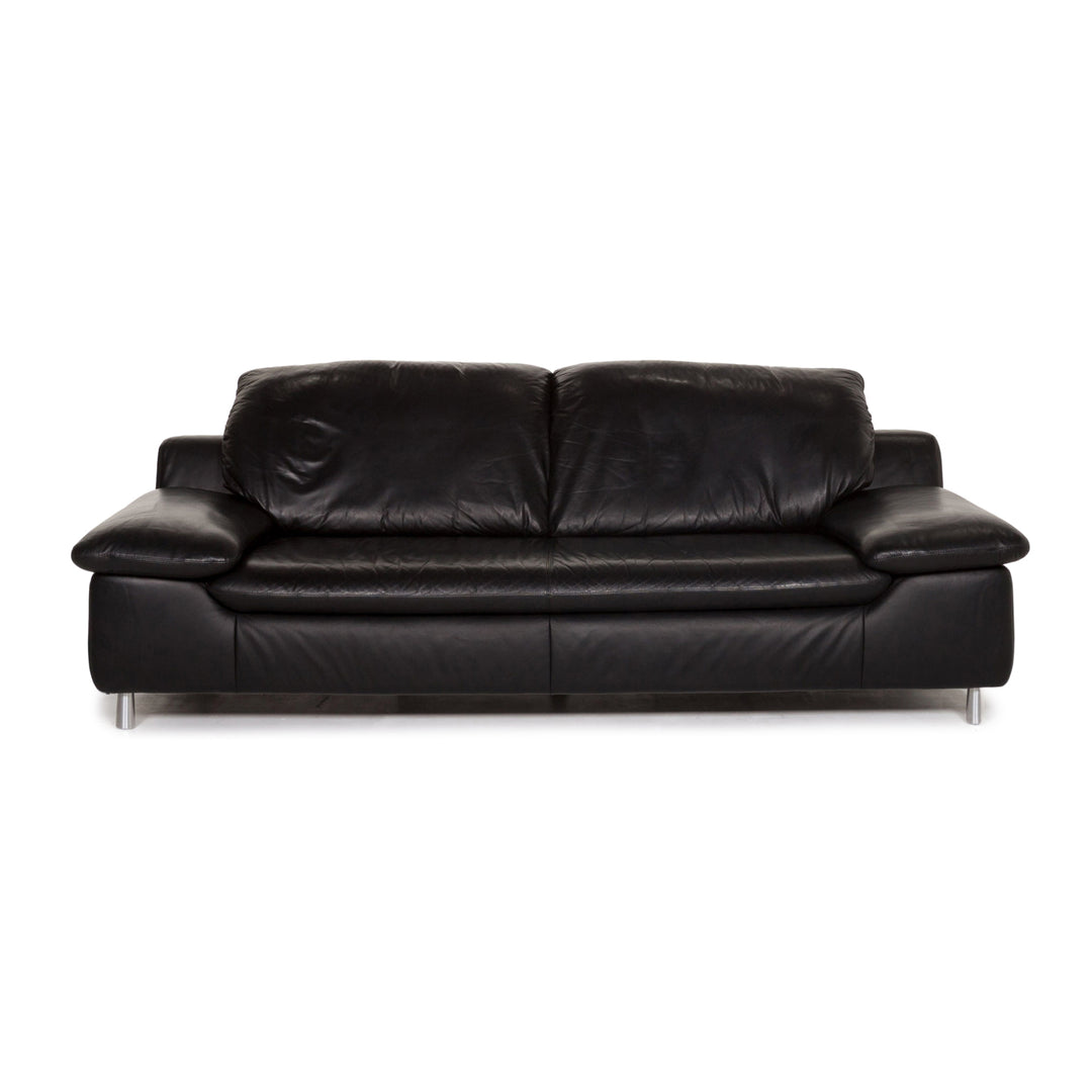 Willi Schillig 10574-PF leather sofa black three-seater function couch #12301
