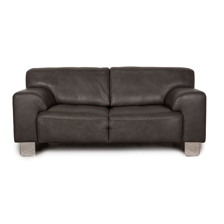 Willi Schillig Alessiio leather two-seater gray dark gray electric function couch sofa