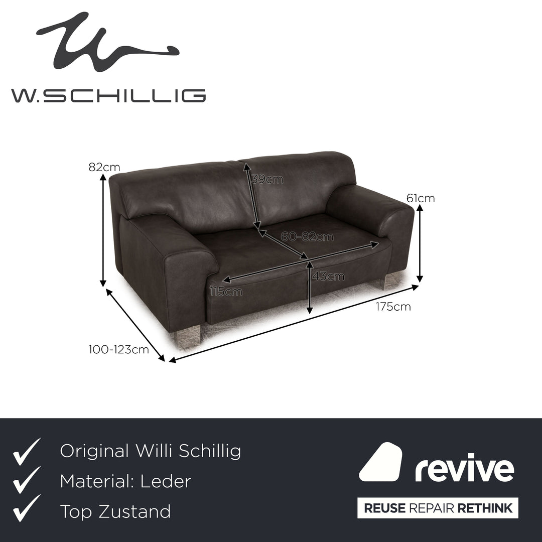 Willi Schillig Alessiio Leder Zweisitzer Grau Dunkelgrau elektrische Funktion Couch Sofa