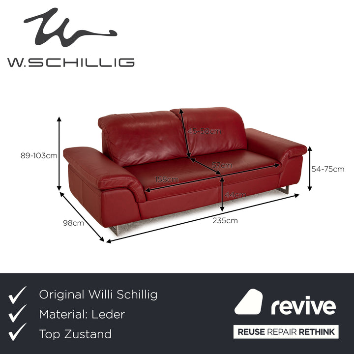 Willi Schillig AleXx Leder Dreisitzer Rot Sofa Couch Funktion