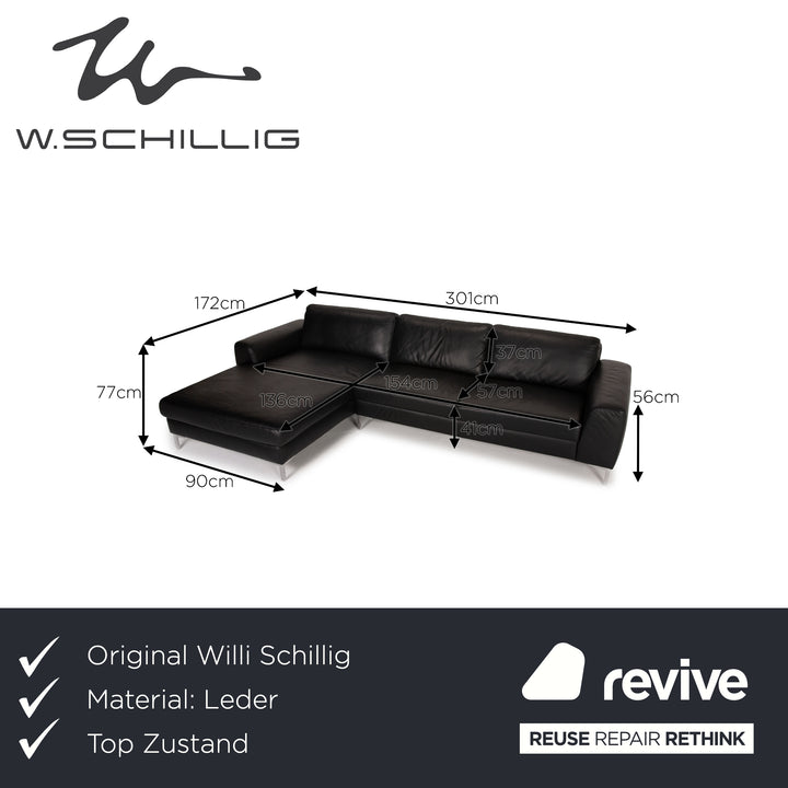 Willi Schillig AleXx Leder Sofa Schwarz Ecksofa Couch