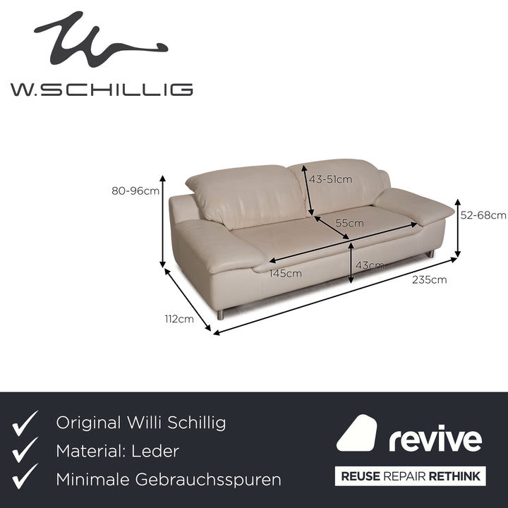 Willi Schillig Amore Leder Sofa Creme Dreisitzer Couch Funktion