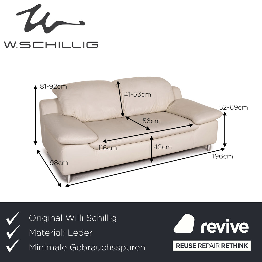 Willi Schillig Amore Leder Sofa Creme Zweisitzer Funktion Couch