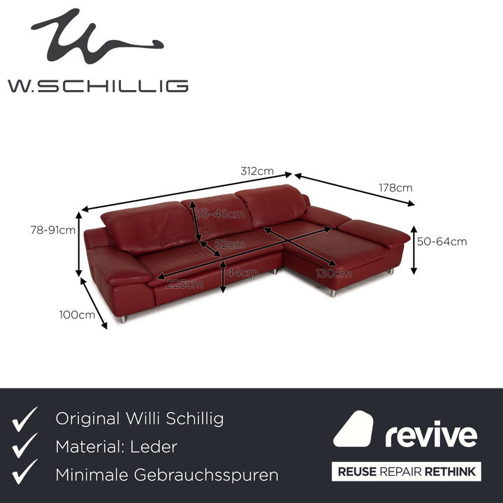 Willi Schillig Amore Leder Sofa Rot Ecksofa Couch Funktion