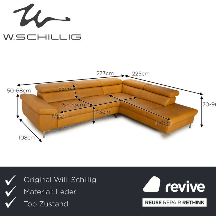 Willi Schillig Azzuro Leather Corner Sofa Yellow Electric Function Sofa Couch