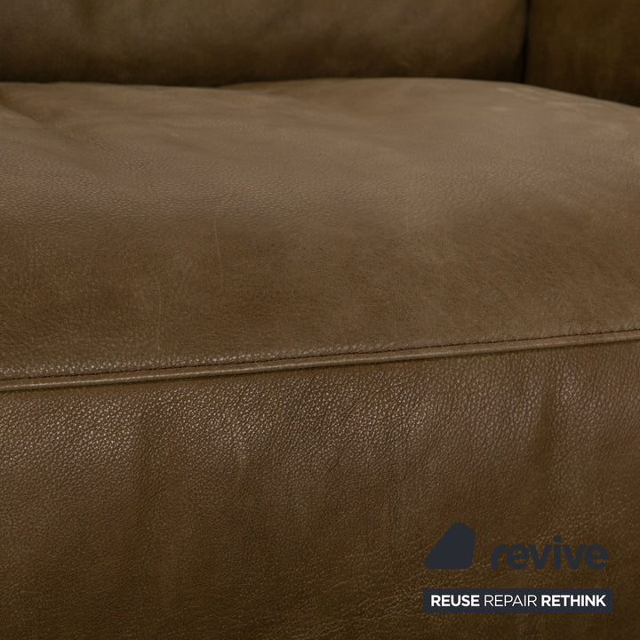 Willi Schillig Black Label Goya Leder Zweisitzer Khaki Olivgrün elektrische Funktion Sofa Couch