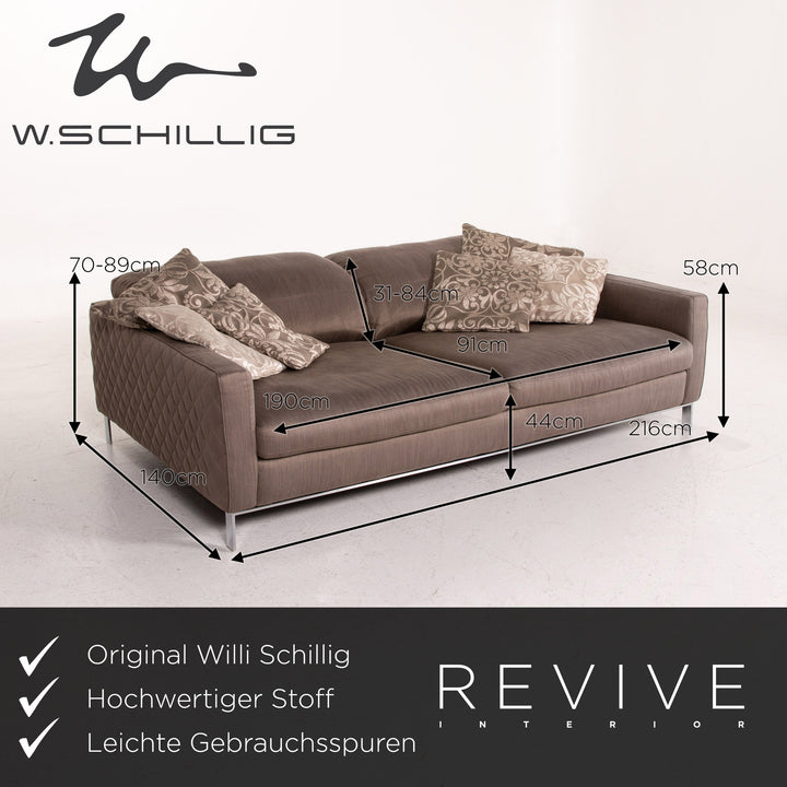 Willi Schillig Black Label Goya Fabric Sofa Brown Three Seater Couch #14636