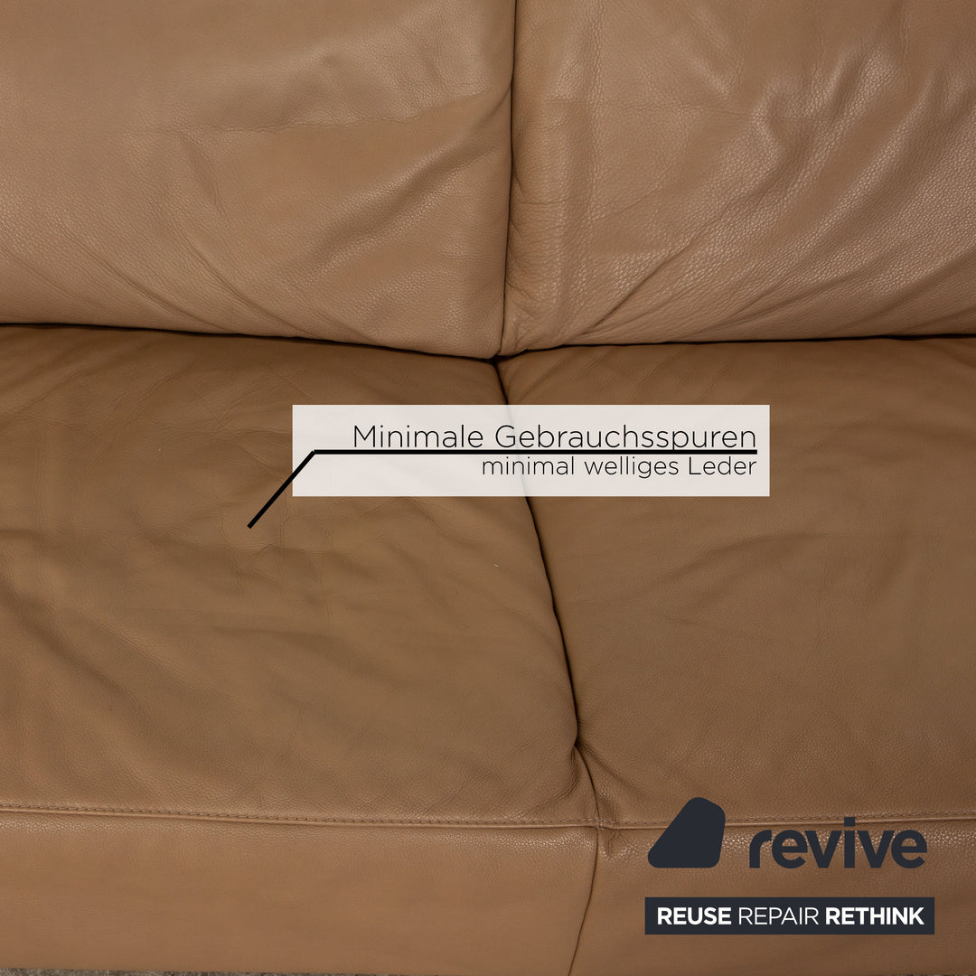 Willi Schillig Black Label Toscaa Leather Two Seater Brown Sofa Couch