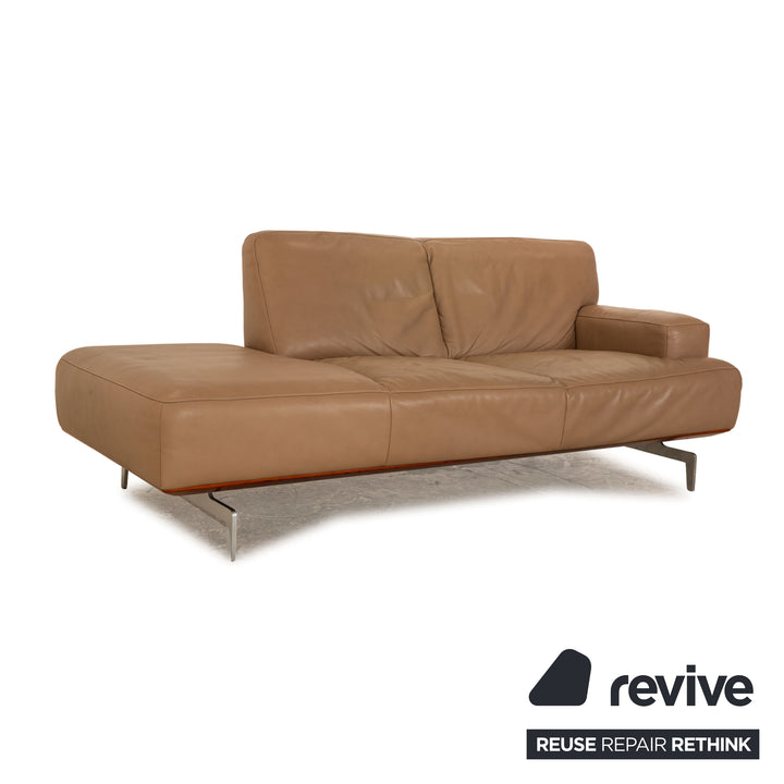 Willi Schillig Black Label Toscaa Leather Two Seater Brown Sofa Couch