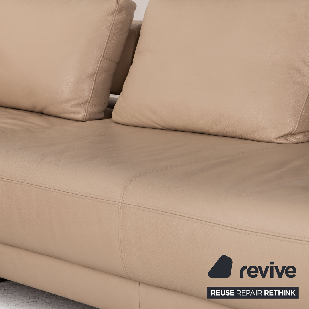 Willi Schillig Brand Face Leder Sofa Garnitur Beige 1xEcksofa 1xHocker Couch