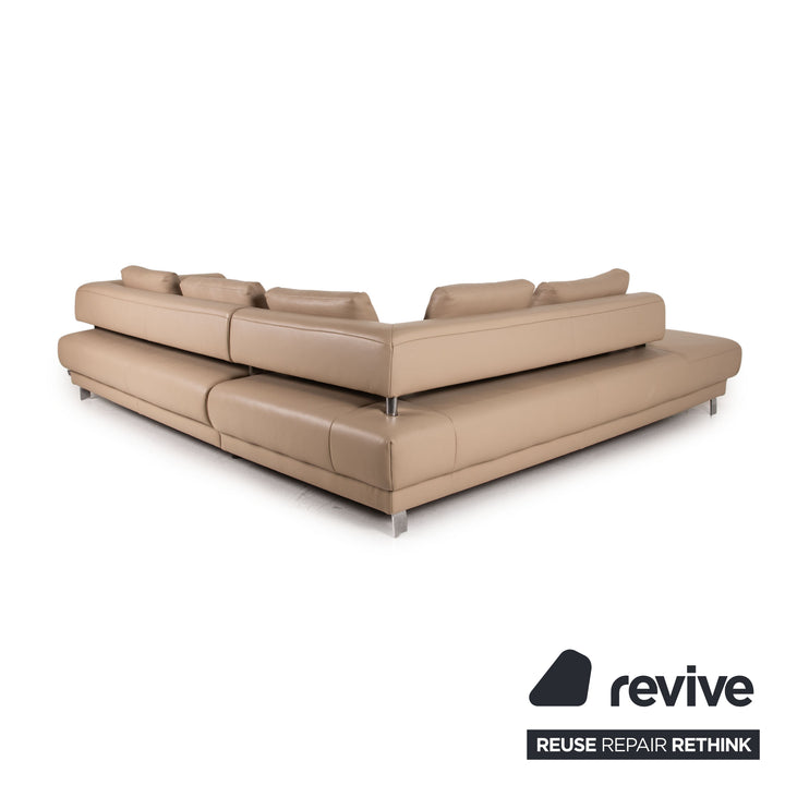 Willi Schillig Brand Face Leder Sofa Garnitur Beige 1xEcksofa 1xHocker Couch