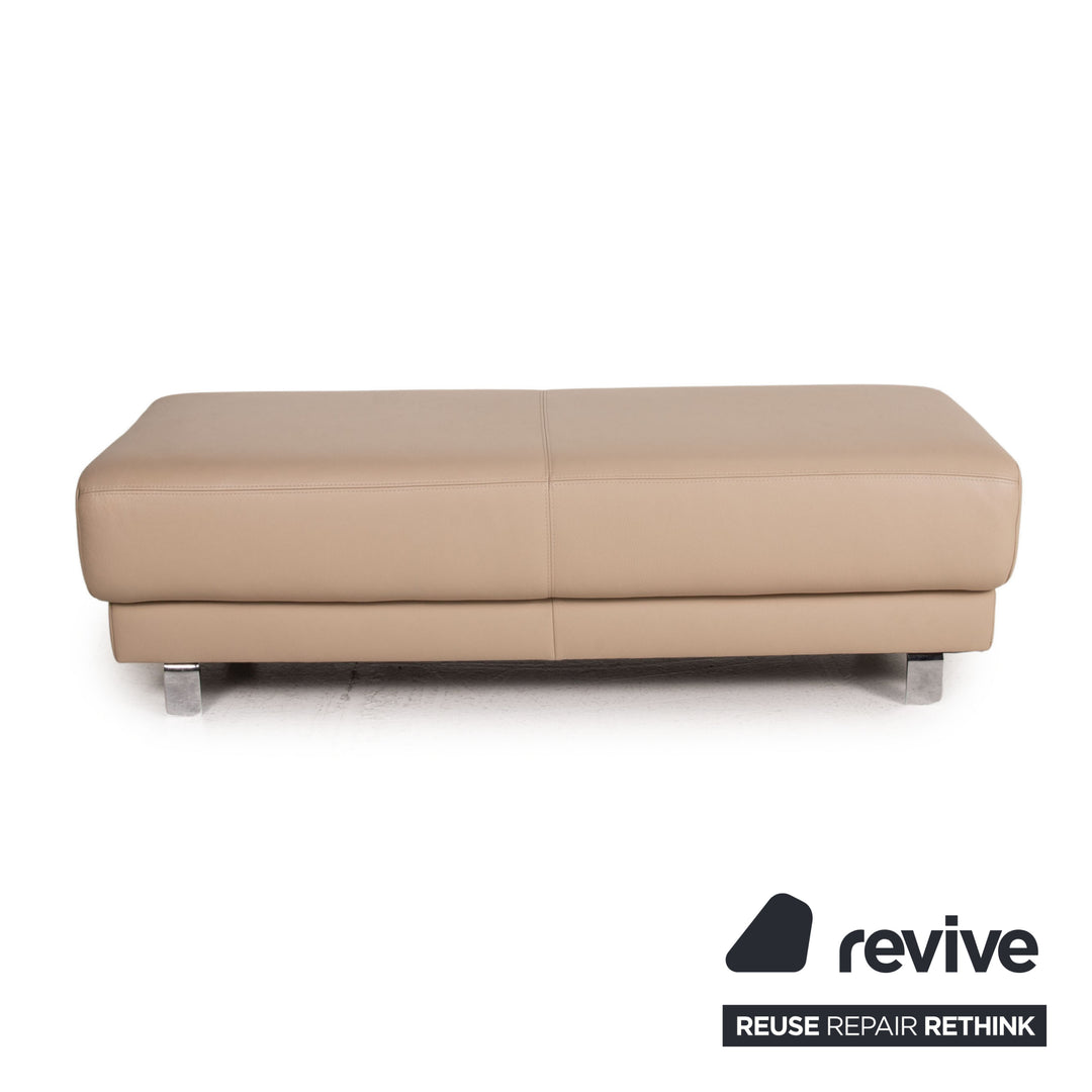 Willi Schillig Brand Face Leder Sofa Garnitur Beige 1xEcksofa 1xHocker Couch