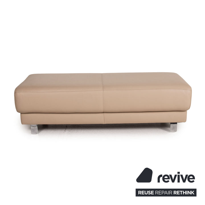 Willi Schillig Brand Face Leder Sofa Garnitur Beige 1xEcksofa 1xHocker Couch