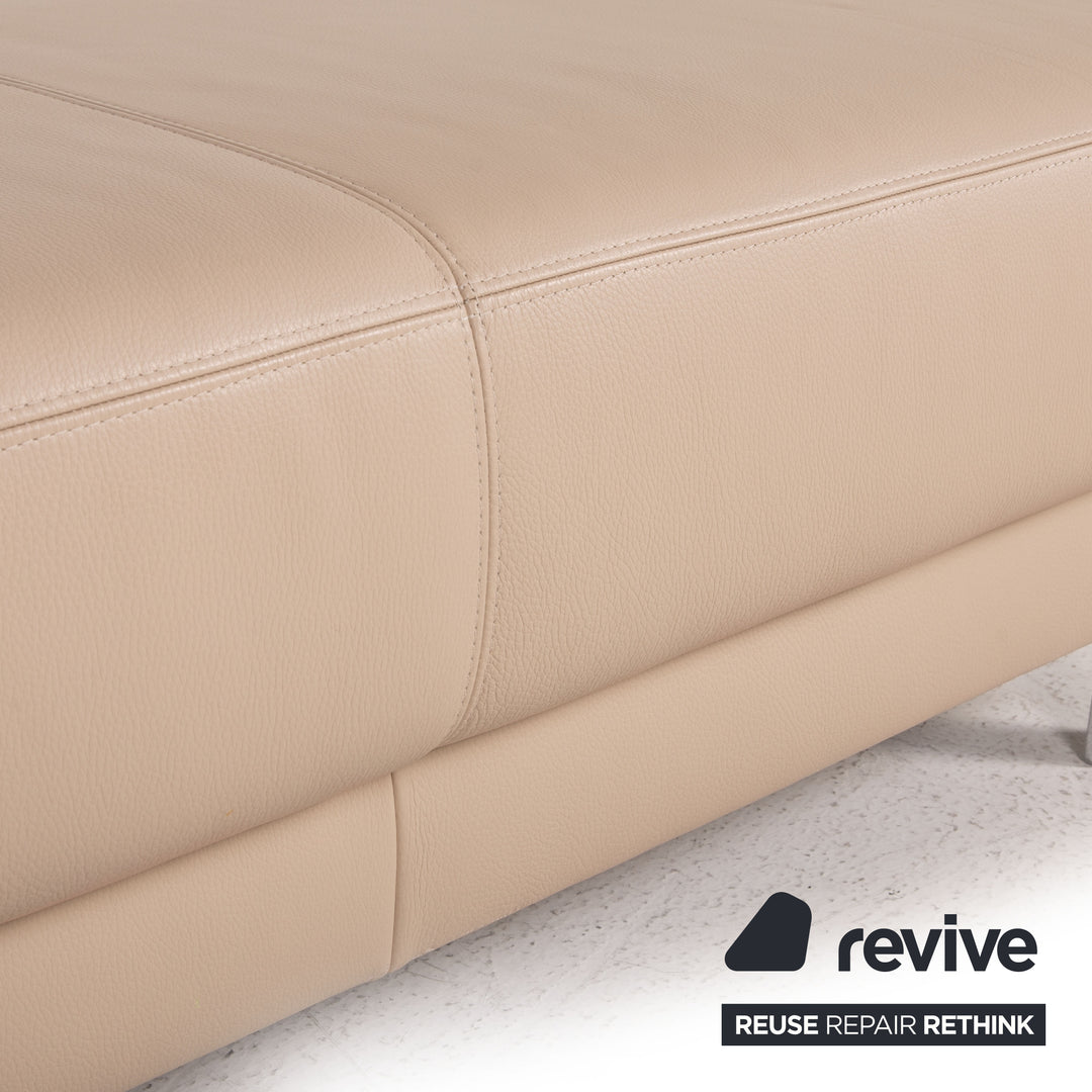 Willi Schillig Brand Face Leder Sofa Garnitur Beige 1xEcksofa 1xHocker Couch
