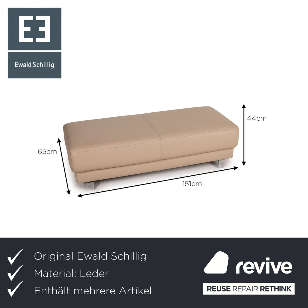 Willi Schillig Brand Face Leder Sofa Garnitur Beige 1xEcksofa 1xHocker Couch